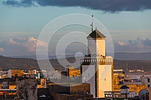 Mosque at sunset in Essaouira
