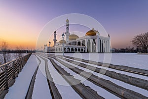 Mosque with the sunset glow