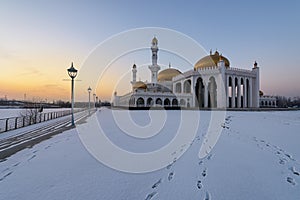 Mosque with the sunset glow