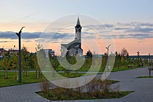 Mosque `Taub`. View from Central Park. Naberezhnye Chelny. Tatarstan