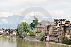 Mosques at Jahelum river in Srinagar, Kashmir