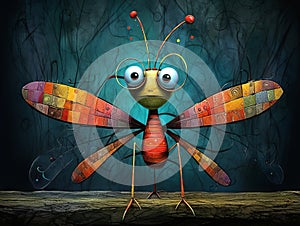 Mosquito abstract art brut animal character