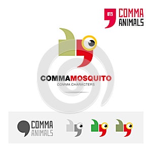 Mosquito animal concept icon set and modern brand identity logo template and app symbol based on comma sign