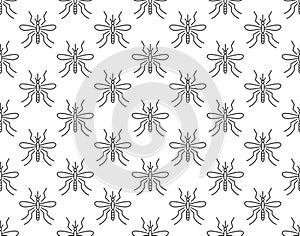 Mosquito background, abstract insect seamless pattern. Pest control wallpaper with gnat icons. Malaria vector