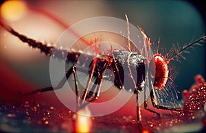 Mosquito bite on skin in macro view