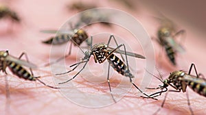 Mosquito bites skin close-up. Selective focus.