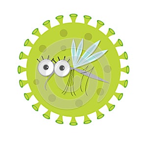 Mosquito. Cute cartoon funny character. Virus Zika sign icon. Insect collection. Flat design. Isolated. White background. photo