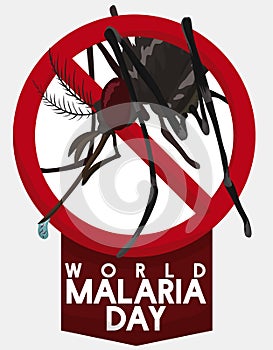 Mosquito is Forbidden in World Malaria Day, Vector Illustration