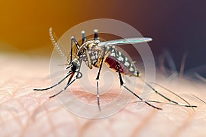 Mosquito on human skin, a close up capturing a common annoyance