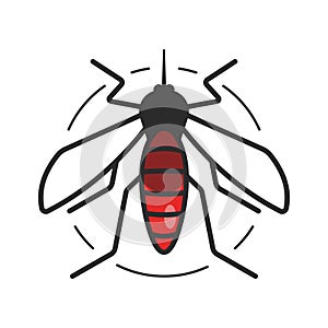 Mosquito icon. Malaria concept. Top view.