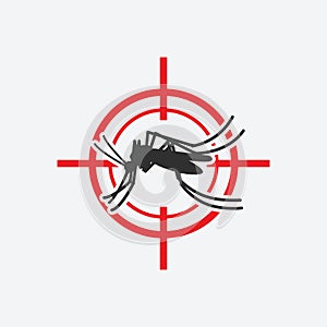 Mosquito icon red target. Insect pest control sign