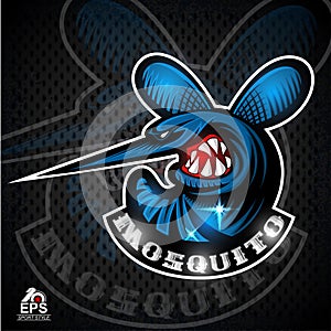 Mosquito insect in profile with bared teeth logo for any sport team