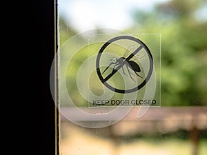 Mosquito, Keep door closed, A door with a symbol mosquito danger sign template