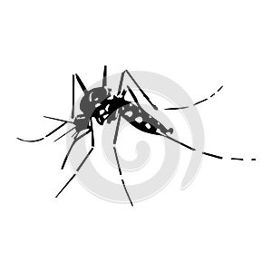 Mosquito silhouettes isolated on white background, vector