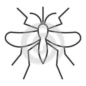 Mosquito thin line icon, Insects concept, gnat and pest sign on white background, Mosquito insect icon in outline style