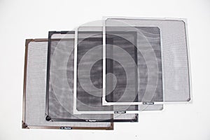Mosquito window screens on white background