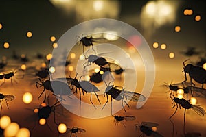 Mosquitos group flying at night