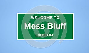 Moss Bluff, Louisiana city limit sign. Town sign from the USA.