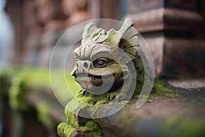 moss-covered gargoyle on an ancient buildings corner
