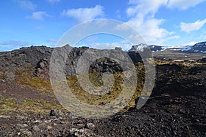 Moss Covered Lava Rock in Eldborg Crater photo