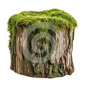Moss covered log sits, Cut out