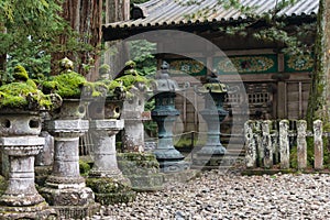 Moss covered stone lanterns at Nikko Tosho-gu