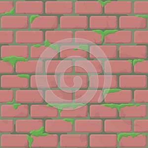 Mossy Brick Wall Seamless Pattern