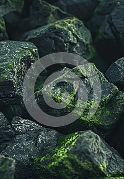 Mossy Rocks in Moody Lighting