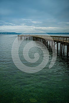 Mossy Wooden Pier and Water on Vashon Island