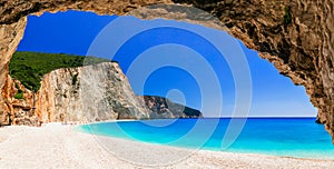 Most beautiful beaches of Greece series - Porto Katsiki in Lefkada, Ionian islands photo