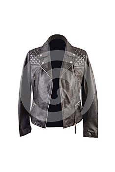 Most beautiful black color leather jacket for girls photo