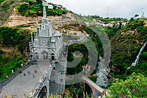 Most beautiful churches in the world. Sanctuary Las Lajas built in Colombia close to the Ecuador border