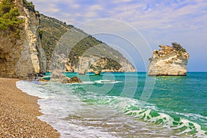 The most beautiful coasts of Italy:Baia dei Mergoli beach (Apulia).