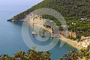 The most beautiful coasts of Italy:Baia dei Mergoli beach or Zagare Bay (Apulia).The beaches offer a breathtaking view