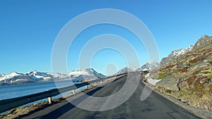 The most beautiful roads. Road the Lofoten islands. Norway. Adventure, beautiful arctic tourism,Car travel to Norway