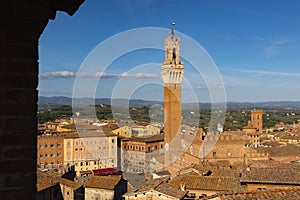 The most beautiful view of the city of Siena from the walls near the cathedral photo