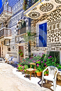 Most beautiful villages of Greece - unique traditional  Pyrgi in Chios island known as the