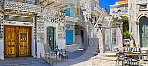 Most beautiful villages of Greece - unique traditional  Pyrgi in Chios island with ornamental houses