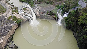 The most beautiful waterfall in Central highland of Vietnam Dray sap - Dray Nu water fall. Aerial landscape