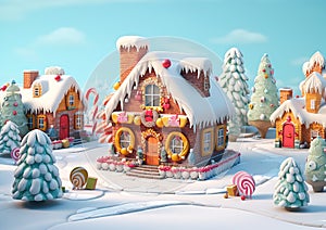 The Most Colorful Gingerbread Houses in a Snowy Landscape