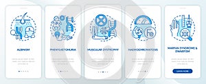 Most common genetic disorders blue onboarding app page screen with concepts photo