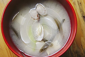 The most common white miso soup in Japan