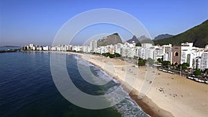 The most famous beach in the world. Copacabana beach. Rio de Janeiro city. Brazil.