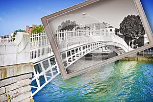 The most famous bridge in Dublin called Half penny bridge -