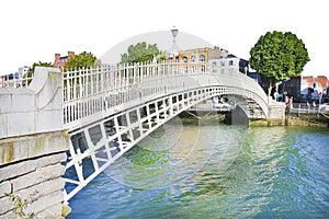 The most famous bridge in Dublin called `Half penny bridge`