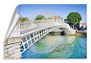 The most famous bridge in Dublin called Half penny bridge due to the toll charged for the passage - curl and shadow design