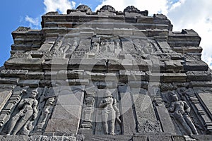 Most interesting wall side with sculptures at Prambanan Temple Compounds photo