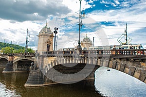 Most Legii or bridge of legions on the Vltava river in Prague