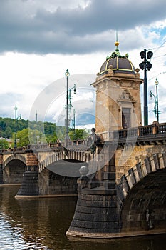 Most Legii or bridge of legions on the Vltava river in Prague