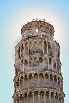 Detail of the famous Leaning Tower of Pisa, Tuscany - Italy